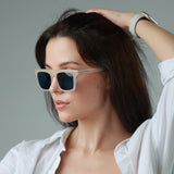Rover Sunglasses | Cream Frames & Blue Lenses